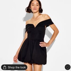 Wild Fable Women's Plunge Bubble Mini A-Line Dress, L - Black